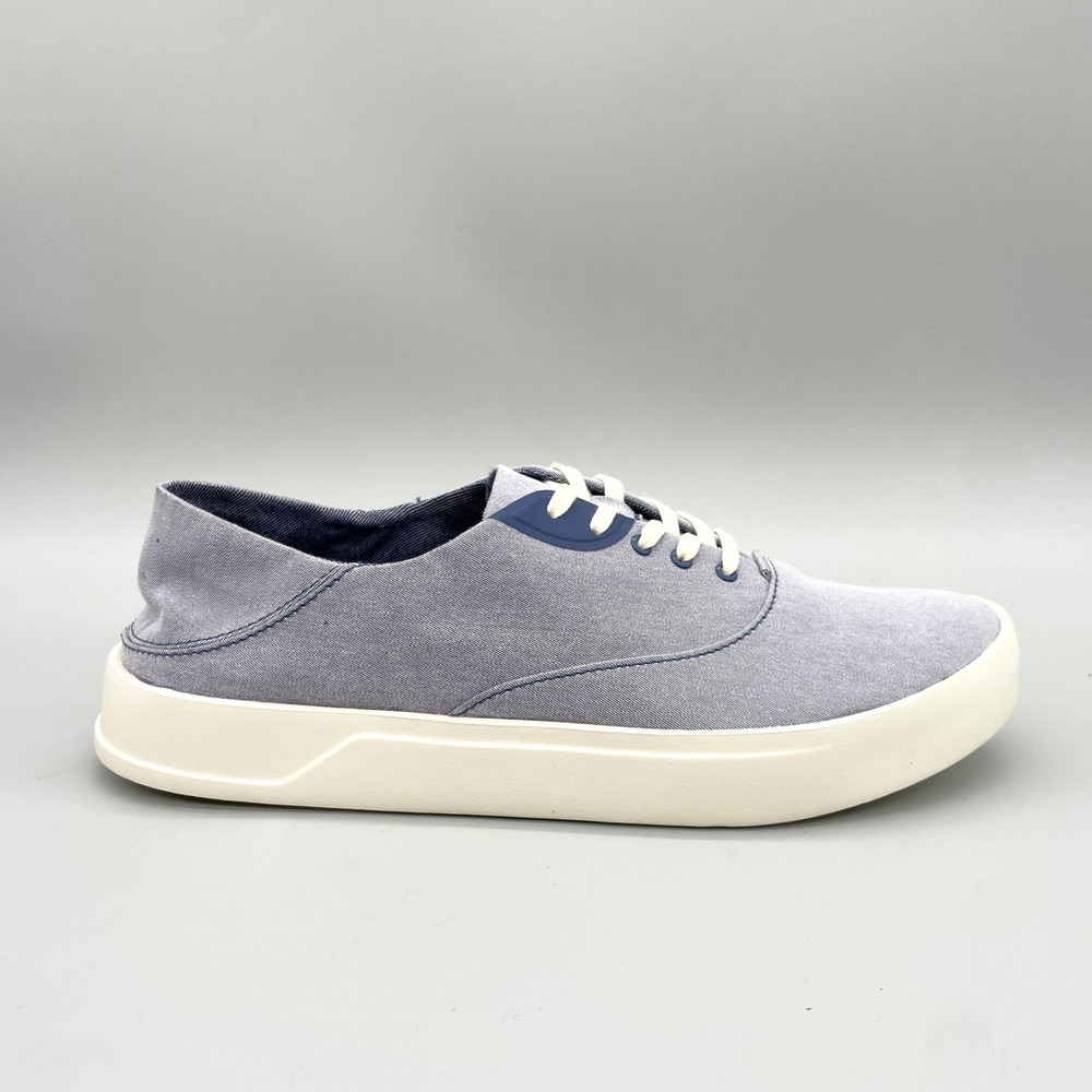 OluKai Mens 11 Tradewind Sneakers Shoes Light Blue Canvas Slip On Coastal Beach